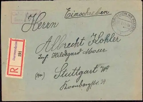 O-0033, Französische Zone, Brief mit Gebühr Bezahlt von 1948 aus Durmersheim Kreis Rastatt
