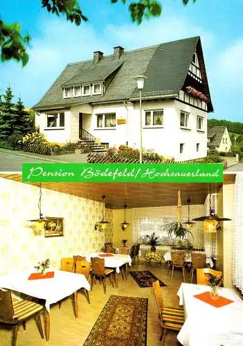 [Echtfotokarte farbig] O-0054, Ansicht Pension Bödefeld Hochsauerland OT Schmallenberg. 