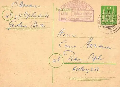 O-0088, Schwerte Posthilfsstellenstempel Opherdicke über Schwerte (Ruhr) mit Werbung für die Festwoche 1950