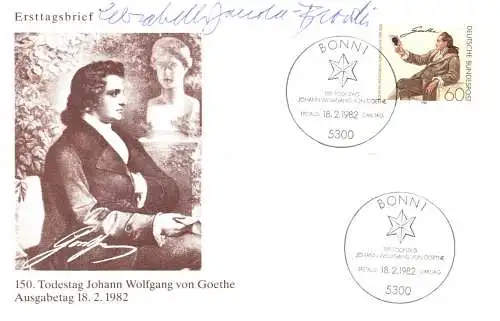 O-0106, Goethe, Unterschrift des Entwerfers der Marke, v. Janota - Bzowski, auf Ersttagsbrief, Literatur