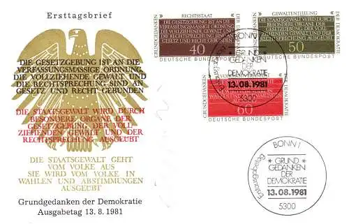 O-0109, Grundgesetz, Unterschrift des Entwerfers der Marke, Jacki, auf Ersttagsbrief, 