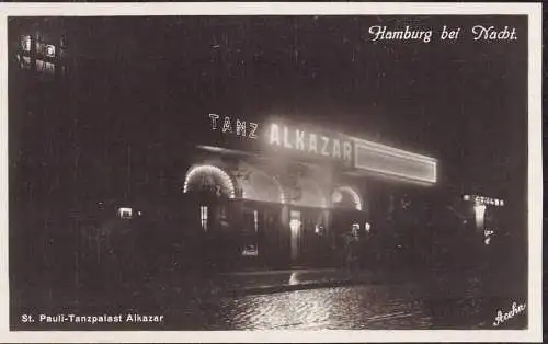 [Echtfotokarte schwarz/weiß] O-0114, Reeperbahn Hamburg, Fotokarte der Variete Alkazar. 