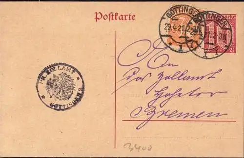 O-0119, Göttingen Heimatbeleg Dienstpostkarte Zollamt