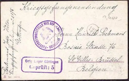 O-0120, Göttingen Zensurkarte aus dem Kriegsgefangenenlager POW Heimatbeleg 