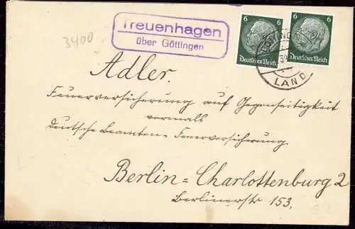 O-0126, Göttingen Heimatbeleg von der Posthilfsstelle Treuenhagen