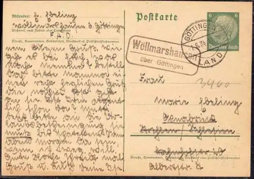 O-0131, Göttingen Heimatbeleg von der Posthilfsstelle Wöllmarshausen