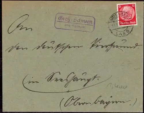 O-0132, Göttingen Heimatbeleg von der Posthilfsstelle Gross Schneen