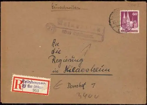 O-0136, Reinhausen über Göttingen Einschreiben von der Posthilfsstelle Heimatbeleg