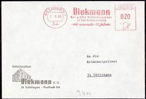 O-0137, Göttingen Freistempel, Geschäftsbrief der Firma Diekmann