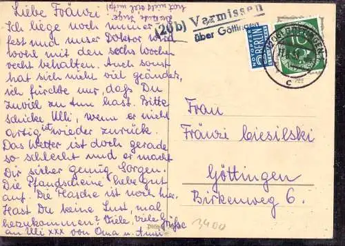 O-0139, Göttingen Heimatbeleg von der Posthilfsstelle Varmissen