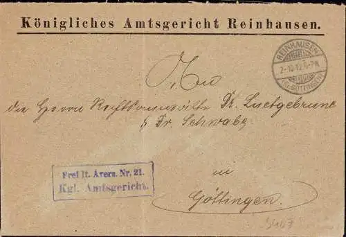 O-0142, Reinhausen Kreis Göttingen Dienstbrief Frei lt. Avers