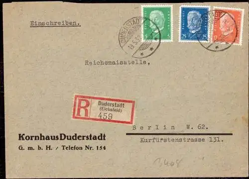 O-0146, Duderstadt Heimatbeleg Geschäftsbrief des Kornhaus per Einschreiben