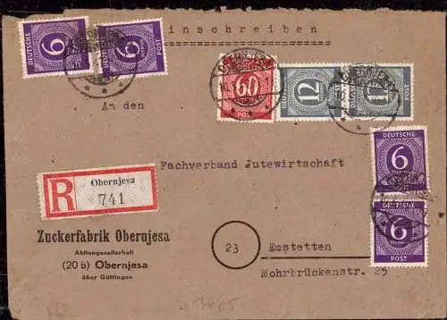 O-0148, Obernjesa OT Rosdorf Kreis Göttingen Heimatbeleg Einschreiben