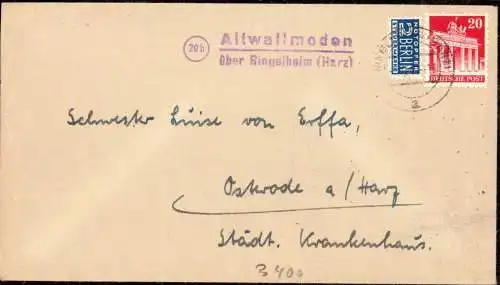 O-0149, Ringelheim OT Salzgitter Heimatbeleg von der Posthilfsstelle Allwallmoden