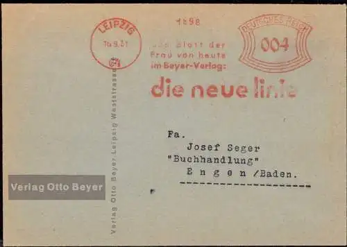 O-0151, Brief vom Verlag Otto Beyer von 1931 , Werbung für die Zeitschrift "Die neue Linie" im Bauhaus Design, künstlerischer Leiter war Herbert Bayer 