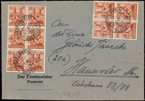 O-0155, Zehnfachfrankatur Oedelsheim über Bodenfelde schöner Heimatbeleg 