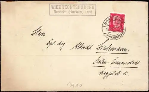 O-0159, Posthilfsstellenstempel über Northeim Heimatbeleg 