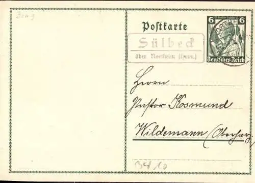 O-0161, Posthilfsstellenstempel über Northeim Heimatbeleg 