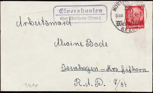 O-0165, Posthilfsstellenstempel über Northeim Heimatbeleg 