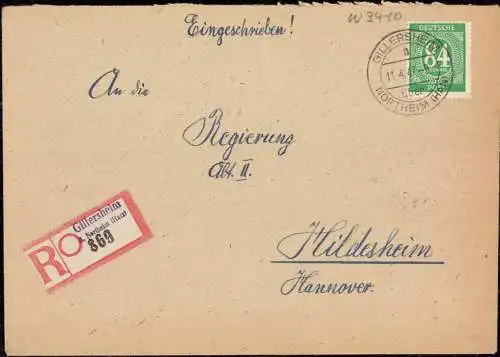 O-0167, Brief per Einschreiben aus Gillersheim Northeim Land Heimatbeleg 