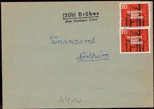 O-0171, Posthilfsstellenstempel Drüber über Northeim Heimatbeleg 