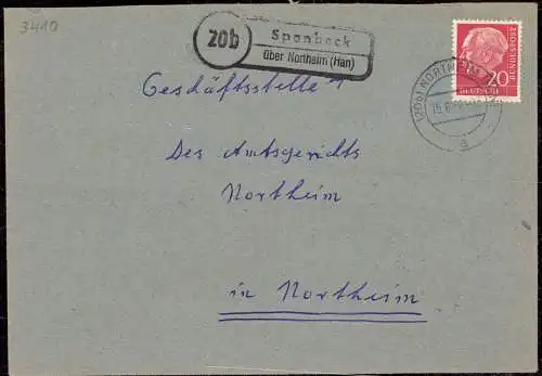 O-0174, Posthilfsstellenstempel über Northeim Heimatbeleg 