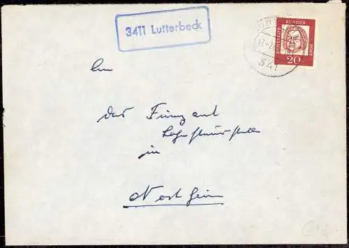 O-0176, Posthilfsstellenstempel über Northeim Heimatbeleg 