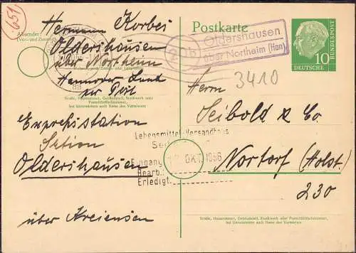 O-0177, Posthilfsstellenstempel über Northeim Heimatbeleg 