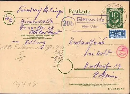 O-0180, Posthilfsstellenstempel aus Uslar Heimatbeleg 