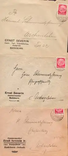 O-202, Badeborn über Aschersleben, 3 Geschäftsbriefe des Firma Severin
