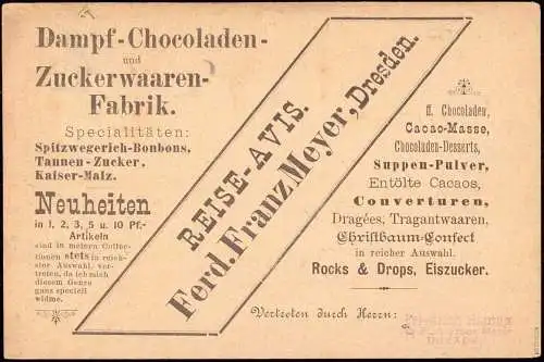 600101 | Vertreterkarte der Schokoladenfabrik Rocks & Drops, Dresden  | Dresden (O - 8010), -,