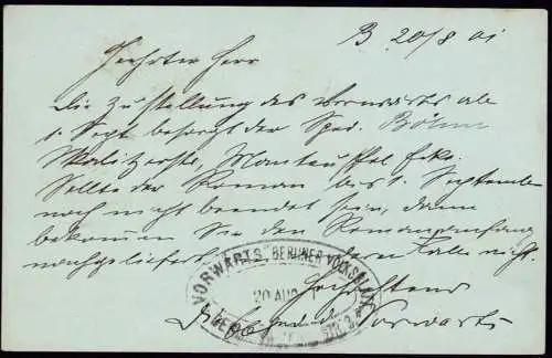 600107 | Postkarte der Zeitschrift der SPD "Vorwärts", Geschichte, Politik | Berlin (W 1000)