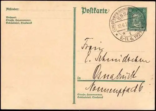 600109 | seltener Sonderstempel von der Hauptversammlung des Vereins Deutscher Ingenieure (VDI) von 1928 | Essen
