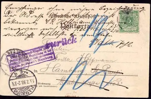 600114 | Ansichtskarte aus Bergedorf mit Retourstempel von St. Pauli  | Bergedorf (W - 2050), Hamburg,