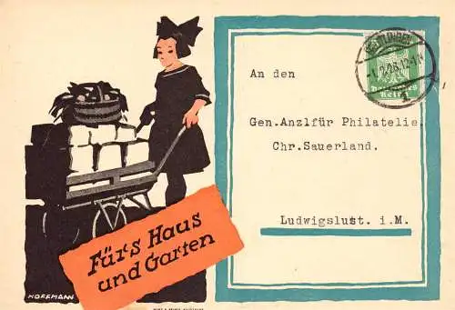 600121 | Dekorative Werbekarte "Fürs Haus und Garten" sign. Hoffmann  | Reutlingen (W - 7410), -,