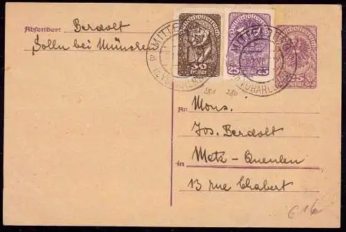 600133 | 1920, dekorative Ganzsache | Mittelberg (W 7950), Mittelberg, Kleinwalsertal (A 6993 Österreich)