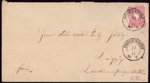 600137 | Brief mit dem nachverwendeten Sachsen Stempel | Possendorf (O 5301)