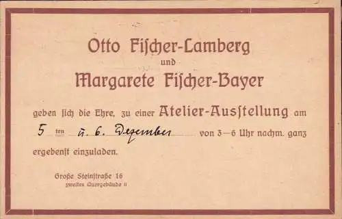 600231 | Einladung zur Atelier Ausstellung von Otto Fischer-Bayer und Margarete Fischer-Bayer | Halle / Saale (O 4020)