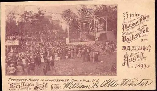 600235 | Ansichtskarte, Plattdeutsches Volksfest der Deutschen Auswanderer, USA | New York