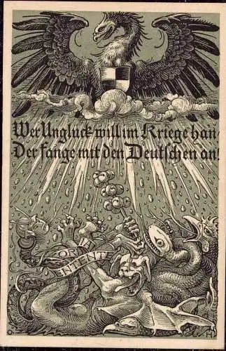 600237 | Klingspor Karte Nr. 551, Schriftgießerei der Gebrüder Klingspor Propagandakarte signiert Otto Hupp  | Offenbach