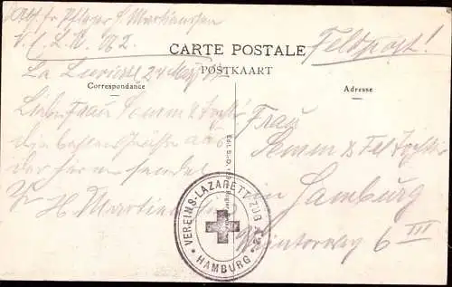 600255 | Vereins Lazarettzug A2 auf einer Ansichtskarte aus La Louviere, Belgien, Rotes Kreuz | Hamburg (W 2000), La Lou