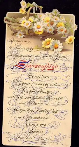 600271 | Speisekarte / Menuekarte Motiv unsigniert Catharina Klein  | -, -,