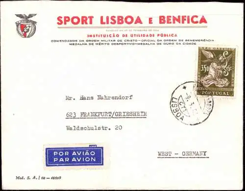 600272 | Fußball, Sport, Briefumschlag von Benfica Lissabon, 1963  | -, -,