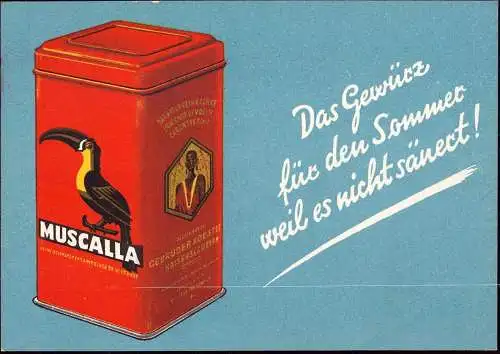 600300 | Tukan, Muscalla, dekorative Werbung der Gewürzmühle Gebrüder Koster  | Kaiserslautern (W - 6750), -,