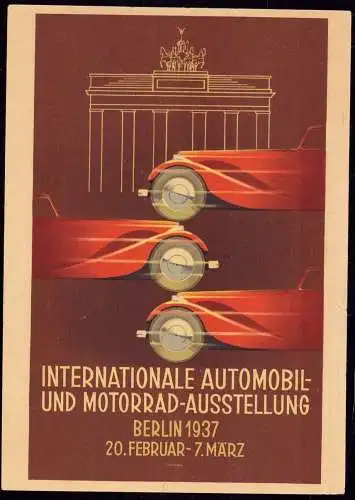 600306 | dekoratives Werbeblatt von der Automobil und Motorrad Ausstellung 1937, sign. O Anton | Berlin (W 1000)