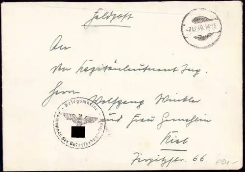 600346 | Feldpost, Kriegsmarine, U Boot, Kommando der Unterseebootsschule | Kiel (W 2300), Neustadt in Holstein (W 2430)