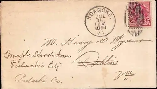 600462 | sauberer Brief aus Roanoke, Virginia  | -, -,