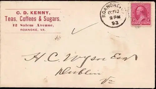 600463 | sauberer Brief aus Roanoke, Virginia  | -, -,