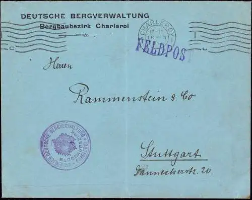 600492 | -Bergbau, Dienstbrief der Deutschen Bergverwaltung in Belgien  | Charleroi (B - 6000 Belgien), -,