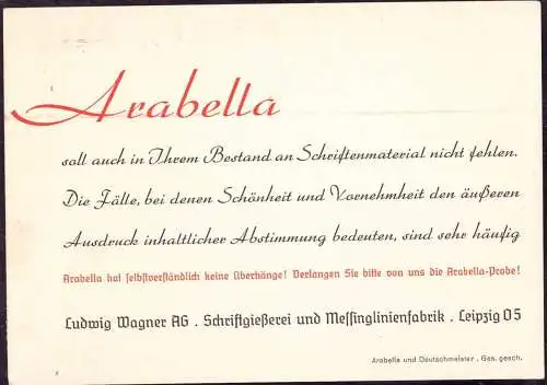 600512 | Die Schrift Arabella von Arno Drescher erschien bei der Gießerei Ludwig Wagner, Typografie  | Leipzig (O - 7010